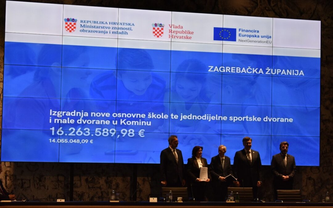 Svečana dodjela Ugovora za izgradnju nove škole u Kominu i jednodijelne dvorane