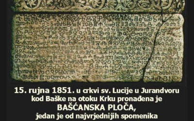 15. rujna 1851. pronađena Bašćanska ploča