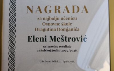 ELENA MEŠTROVIĆ – NAJBOLJA UČENICA OŠ DRAGUTINA DOMJANIĆA